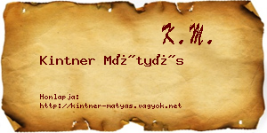 Kintner Mátyás névjegykártya
